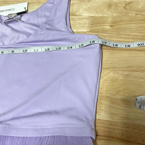 Calvin Klein NWT Solid-Hued Ruffle A-Line Midi Dress Size XS Opal Purple Chiffon - Picture 6 of 8
